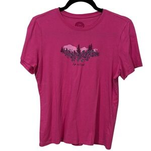 Life is Good Pink Graphic T-Shirt Women's Small‎ Classic Fit